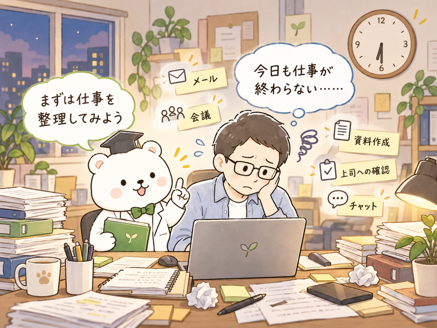 仕事が終わらない会社員