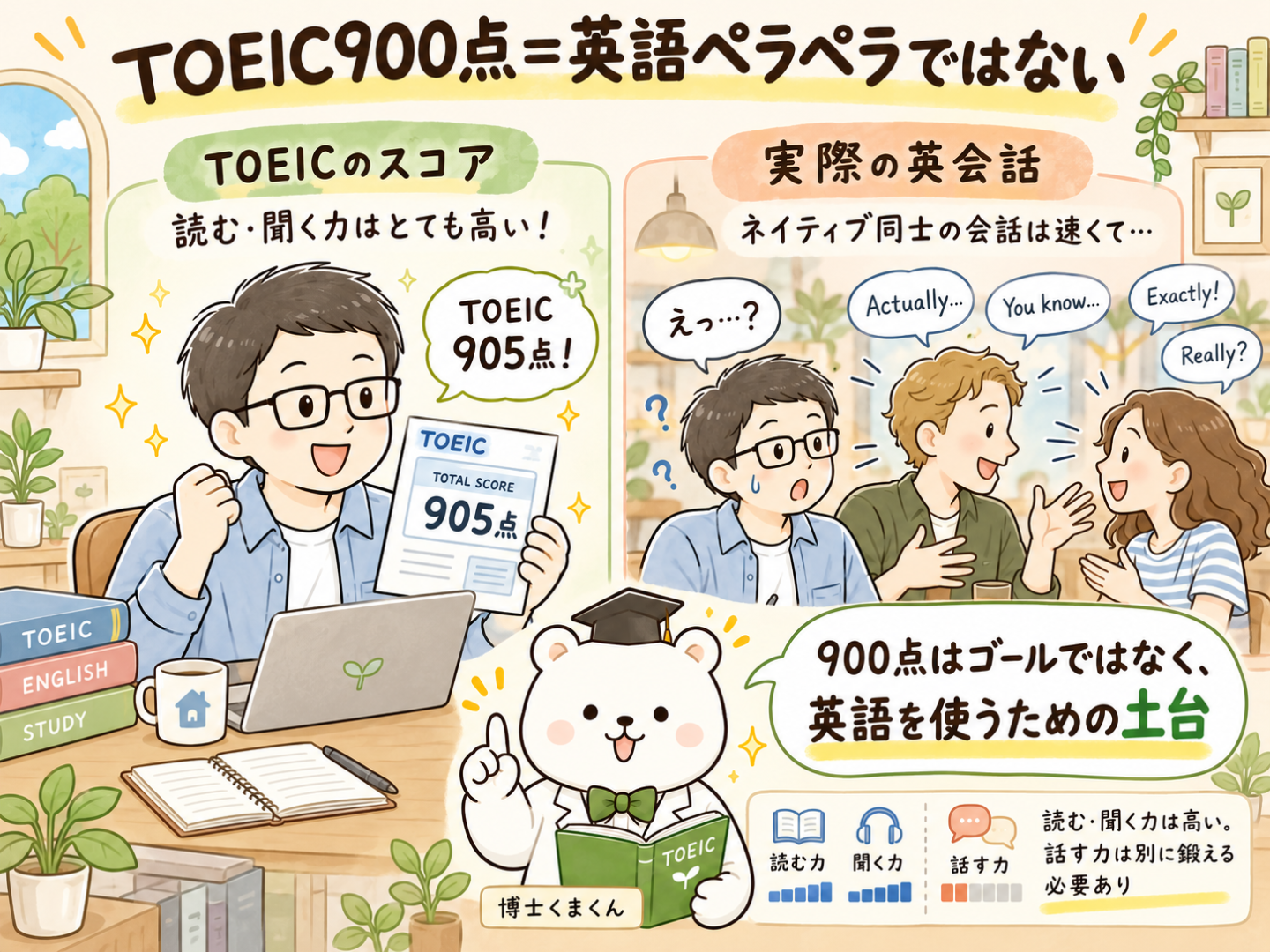 TOEIC900点＝ペラペラではない