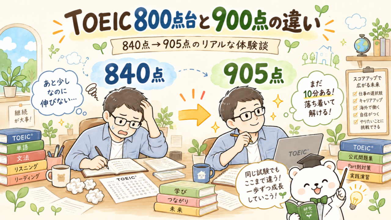 TOEIC800点台と900点の違い